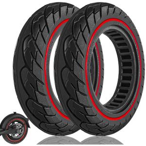 10x2.125 Tubeless Solid Tire Fit for Ninebot F25/ F30/ F40/ F65/ D40X/ D18W/ D28U/ D38U Hiboy S2 Pro Max Gotrax G4 Turboant 7X Pro Inflatable 10 inch Pneumatic Tire Replacements, Red 2PCS