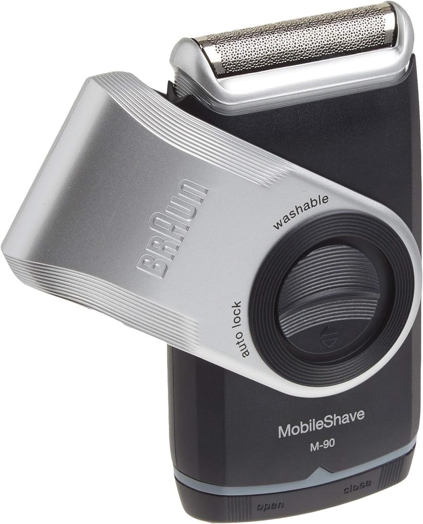 Braun Electric Razor for Men, M90 Mobile Electric Shaver, Precision Trimmer, Washable (1 Count (Pack of 1), Silver)