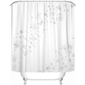 Emvency Snowflakes Shower Curtain with Hooks Christmas with Random Scatter Falling Silver White 60"X72" Waterproof Curtains Bright Carnival Eve Decorative Bathroom