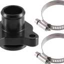 Water Hose Fitting 11537541992 - Car Engine Coolant Hose Fitting Clamp - for BMW 328i 335i 2007-2016 Aluminum Black with Clamp - 1 Set