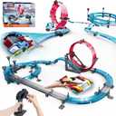 Slot Car Race Track Sets Electric Remote Control Car for Kids Rechargable Magnetic Attraction Cars High-Speed Racing Game Circular Overpass Track Gifts Birthday Toys for Boys Kids Age 6 7 8-12