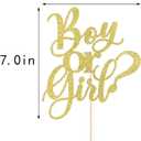 3 x Boy or Girl Cake Topper -gold glitter baby shower,Gender Reveal, 1st Birthday Party,welcome newborn party decoration