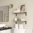 RICHER HOUSE Rustic Wood Shelves Set of 2, Farmhouse Style Floating Shelf for Wall Dcor, Hanging Shelves for Bathroom, Bedroom, Storage, Kitchen, Living Room - Carbonized Black | for Wall Dcor, for Bathroom, Bedroom, Storage, Kitchen, Living Room
