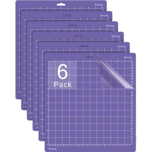 Gwybkq Cutting Mat, Compatible with Cricut Explore Air 2/Maker 6 Pack Strong 12x12 Purple Adhesive Sticky Non-Slip Cut Mats for Silhouette Cameo 4/3/2/1 Replacement Accessories for Crafts
