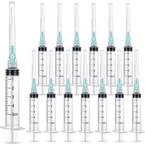 100 Pack 5ml 21Ga 1.5 Inch Disposable Syringe with Needle,5cc Luer Lock Syringes for Scientific Lab Use, Individual Wrapped