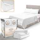 King Size Sheets Set Cooling - Luxury Hotel Sheets - Soft Bed Sheets with Elastic Corner Straps - Deep Pockets Microfiber Bedsheet - Bedding Sheets & Pillowcases - 4 Piece (King, White)