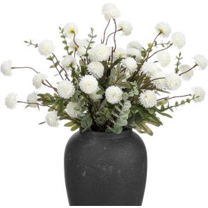 30 Pcs Faux Flowers Kiku White Included10 Small Mini Chrysanthemum and 20 Eucalyptus Stems Realistic Artificial Flowers Pom Pom Balls for Room Decor Floral Arrangements Centerpiece