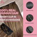 2 Pcs Short Hair Extensions, Clip in Extensions Human Hair for Women Adding Volume 10 Inch Medium Brown and Honey Blonde