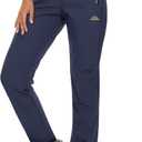 MAGCOMSEN Women's Fleece Lined Waterproof Insulated Snow Ski Pants Winter Warm Hiking Pants Outdoor Softshell (Navy) S 