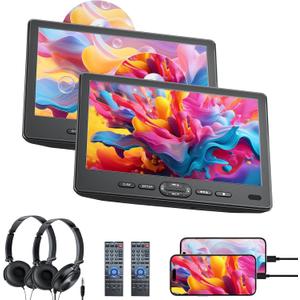 10.6" Car DVD Player- FELEMAN Dual Portable DVD Player for Car with Suction-Type Disc in, Headrest DVD Player Play a Same or Two Different Movies, Support 1080P Video,USB,HDMI IN,AV In/Out, All Region