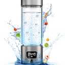 Hydrogen Water Bottle - Portable, Rechargeable, LED Timer, Aluminum and Glass, 5000 PPB Hydrogen in 10 Minutes, for Husband, Father, Friend & Family, for Sports, Home, Office (340ml, Grey)