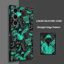 for Samsung Galaxy S24 Ultra Case, Pattern Slim Liquid Silicone Anti Slip for Galaxy S24 Ultra Phone Case 6.8 inch, Handsome Black