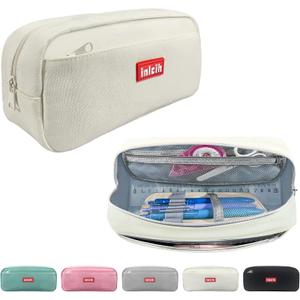 3 x Pencil Case Large Capacity pencil pouch cute pencil case stationery supplies pencil bags School Supplies for Student Teen Girs Boys (white)