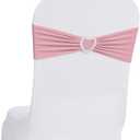 Howhic Pack of 120 Spandex Chair Sashes Bows Stretch Chair Cover Band with Buckle Slider Universal Elastic Chair Ties for Wedding Banquet Party Event Decoration (Dusty Pink)