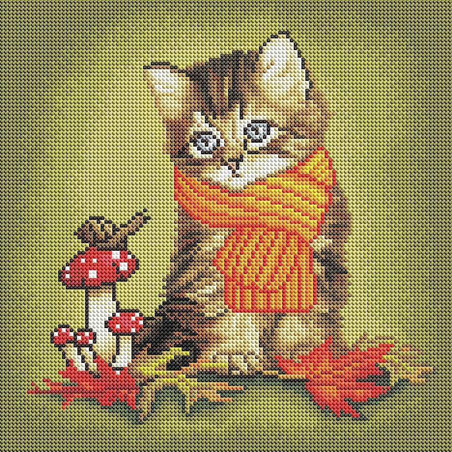 DIAMOND ART CLUB Making Friends - Kitty Diamond Painting Kit, Fun DIY Crafts for Adults, Round Diamond Art Canvas, 30×40, Picture May Vary