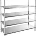 VEVOR Stainless Steel Shelving 48x18.5 Inch 5 Tier Adjustable Shelf Storage Unit Stainless Steel Heavy Duty Shelving for Kitchen Commercial Office Garage Storage 330lb Per Shelf