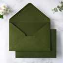 PONATIA 50 PCS/Pack A7 Envelopes, 5.25 x 7.25'' Olive Green Envelopes For 5x7'' Weddings Invitation Cards, Christmas Gift Cards, Acrylic Invitations, Photos and Any 5x7" Inserts