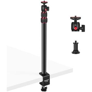 NEEWER Extendable Camera Desk Mount with Ball Head, 17"-40" Adjustable Table Light Stand with 1/4" Screw & C Clamp for DSLR Camera, Ring Light, Live Stream, Vlog, Max Load: 6.6lb/3kg, TL283 (RED)