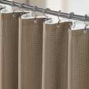 3 in 1 Shower Curtain Set, Waffle Shower Curtain and Liner Set with 12 Double Sided Shower Curtain Hooks, 258GSM Luxury Weighted Cloth Shower Curtains for Bathroom, 72 W x 72 H, Beige