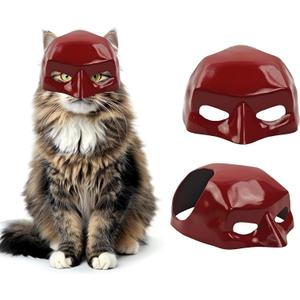 4 x Cat Mask for Cosplay - Cute & Comfortable Halloween Costume Accessory for Cats (Red 1 pcs)