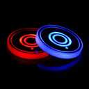 LED Car Cup Holder Lights, 7 Colors Changing USB Charging Mat Waterproof Cup Pad, LED Interior Atmosphere Lamp Decoration Light Inside Car Lighting Accessories, 2Pcs