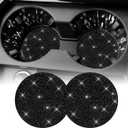 SINGARO Bling Cup Holder Coasters for Car, 2PCS Universal Non-Slip Cup Holder, Embedded Decorative Coasters, Shiny Crystal Car Interior Accessories Gifts for Women (Black)