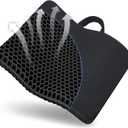 Gel Seat Cushion, for Long Sitting -Double Thick Gel Seat Cushion Breathable Honeycomb Chair Cushion with Non-Slip Cover for Office Chair Car, Wheelchair, Long Trips,Relief Sciatica Pain (Black)