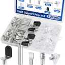 121PCS Cabinet Shelf Support Pegs Kit 5 Styles Pins for Wood Shelving Nickel Plated Shelf Holders Peg for Shelves (5mm 6.35mm) YY029-Kit