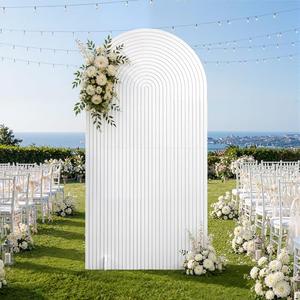 6FT PVC Arch Backdrop Stand with Panel, White Freestanding Textured Background Decorative Arch for Wedding, Baby Shower, Birthday, Photo Booth