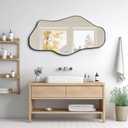 Irregular Wall Mirror, 47"x25" Asymmetrical Aesthetic Mirror with Metal Frame, Modern Organic Mirrors for Living Room Bathroom Bedroom Hallway Entryway, Horizontal or Vertical Hanging