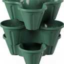 Pure Garden Set of 3 Stacking Planter Tower - 3-Tier Space Saving Flower Pots - Indoor/Outdoor Vertical Herb and Vegetable Planter (Hunter Green)