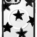 CASETiFY Bounce Case for iPhone 16 Pro Max [Shockproof / 21.3 ft. 6X Military Grade Drop Protection/Compatible with Magsafe] - Star Marks - Clear Black