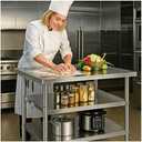 Stainless Steel Table with Wheels for Food Preparation and Work | Multi-Size Optional, Three-Layer Variable Two-Layer Metal Commercial Workbench Outdoor, Restaurant, Kitchen