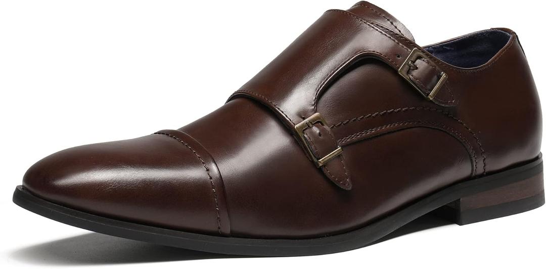 Bruno Marc Men's Dress Loafer Shoes Monk Strap Slip On Loafers (7.5, Brown)
