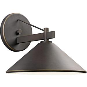 Kichler Ripley 12" Outdoor Wall Light in Olde Bronze, 1-Light Exterior Wall Sconce, (12" W x 10" H), 49061OZ
