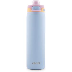 Ello Pop & Fill 22oz Stainless Steel Water Bottle with Quick Fill Technology, Double Walled and Vacuum Insulated Metal, Leak Proof Locking Lid, Sip and Chug, Reusable, BPA Free, Coastal Sunrise