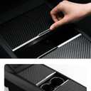 TPARTS Real Matte Carbon Fiber Center Console Cover for Tesla Model Y Juniper(2025-2026)/Model 3 Highland(2024-2026) Center Console Interior Cover Wrap Kit Protector Accessories (Premium/Performance)