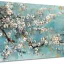 Abstract Flower Picture Wall Art: Dogwood Painting Hand Painted Artwork on Canvas for Living Room (40''W x 20''H,Multi-Sized)