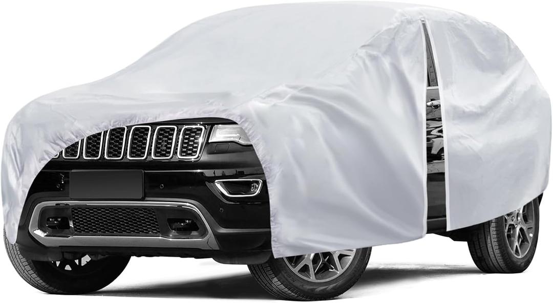6 Layers Car Cover Waterproof All Weather for Automobiles, SUV Size A6 Universal Fit for Toyota RAV4 /4Runner, Honda CRV, Hyundai Santa Fe, Nissan Rogue(182-190 inch), Silver