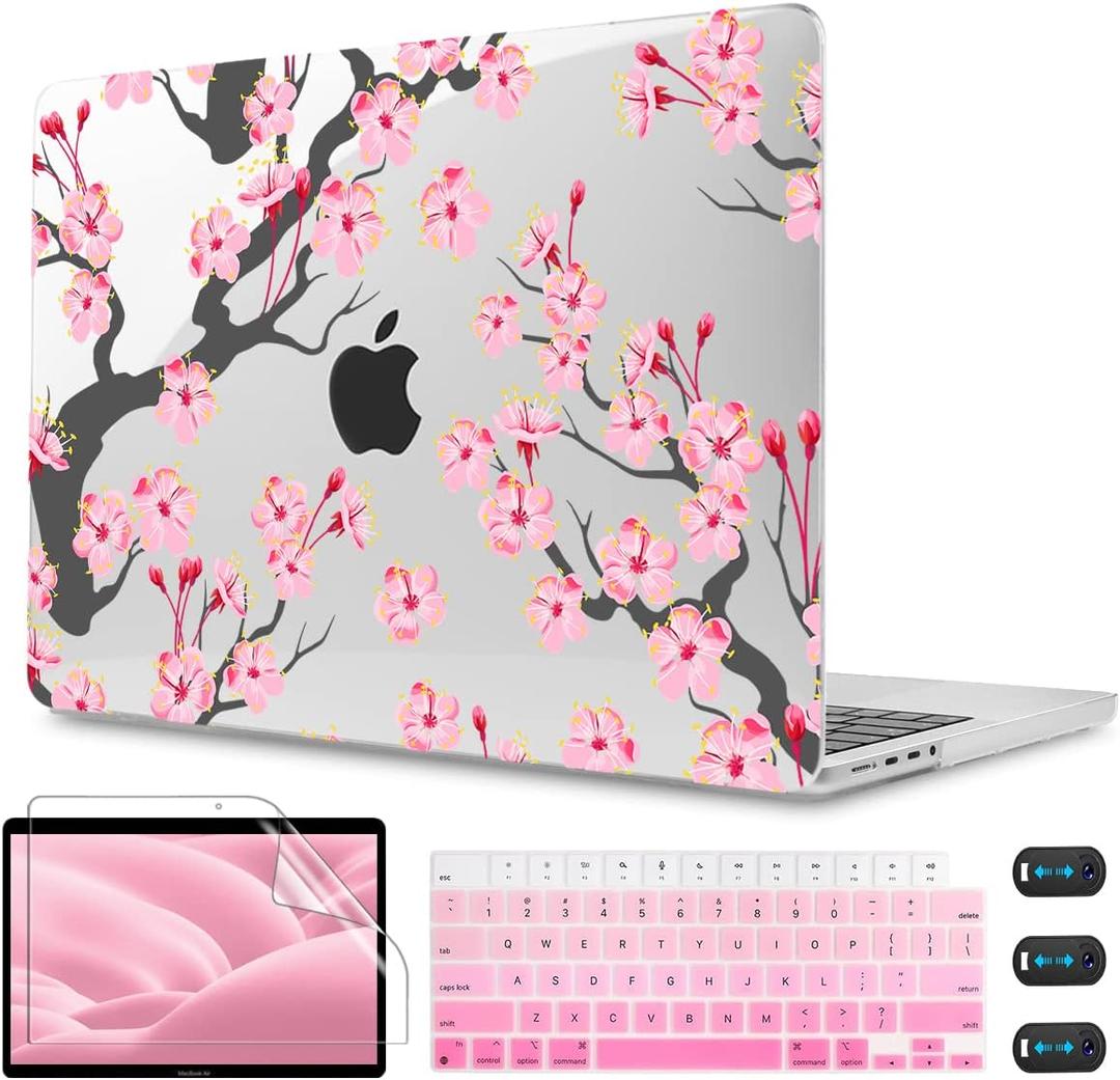 CISSOOK Cherry Blossoms Hard Shell Case for MacBook Pro 16 inch 2024 2023 2022 2021 Release M4 A3403 A3186 M3 A2991 M2 A2780 M1 A2485, Cherry Floral Cover for MacBook Pro 16.2- Cherry Blossoms