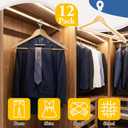 Leinuosen 12 Pack Hotel Suit Hangers, 17.5 Inch Flat Anti-Theft Security Metal Hangers with Closed Loop for Hotels Retail Stores Gyms (Natural Wood)