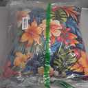 Hawaii Tropical Floral Pattern Hibiscus Flowers Palm Leaves Throw Pillow (16x16)