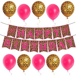 Leopard Party Decorations Set, Cheetah Happy Birthday Banner, Cheetah Theme Balloons, Leopard Wild Birthday