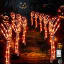 Enhon Halloween Decoration - 10 Pcs 300 LED Lighted Skeleton Arm Stakes With 8 Lighting Modes and Timer, Waterproof Scary Party Outdoor Yard Ornament (Orange)
