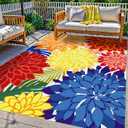 ZonLi Outdoor Rug Waterproof, Washable Patio Rug for Deck, 9x12, Colorful