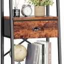 Furologee 5 Tier Ladder Shelf, Tall and Narrow Bookshelf with Drawer,Standing Bookcase Units, Industrial Open Display Shelves Organizer for Bathroom,Kitchen,Bedroom,Living Room,Rustic Brown