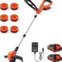 VARSK 20V String Trimmer Cordless, 12 Inch 2 in 1 Trimmer and Edger, Automatic Line Feed, Includes 2 X 2.0Ah Batteries/1 X Fast Charger/6 X Spare Spools, for Lawn, Garden, etc (Orange)