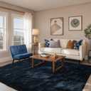 Fluffy Area Rug Blue 4x6 Rugs for Bedroom,Plush Soft Navy Blue Shag Carpet for Living Room Boys Book Room Nursery Kids Playroom Dorm Decor