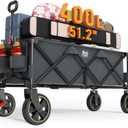 TIMBER RIDGE 51.2'' Extended Collapsible Wagon Cart with Brakes and Cargo Net, 500LBS Heavy Duty Foldable Utility Wagon with Adjustable Handle, 400L Capacity Portable Cart for Camping Sports Shopping