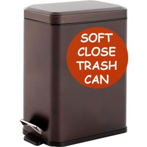 Homie Soft Close, Slim Trash Can 3.2 Gallon with Anti - Bag Slip Liner and Lid, Use as Mini Garbage Basket, Slim Dust Bin, or Decor in Bathroom, Restroom, Kitchen, or Bedroom (Bronze)